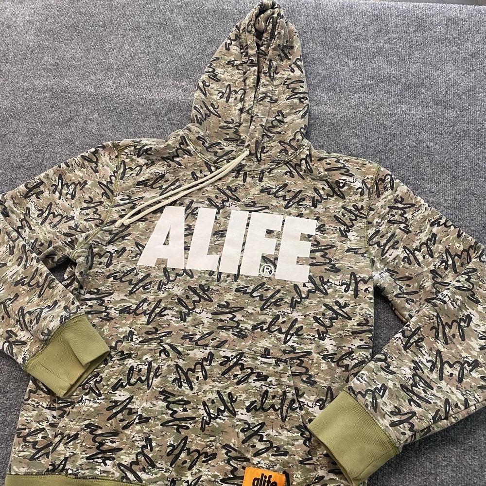 Vintage Y2K Alife Camo Hoodie Mens Large Streetwear Hooded Pullover New York